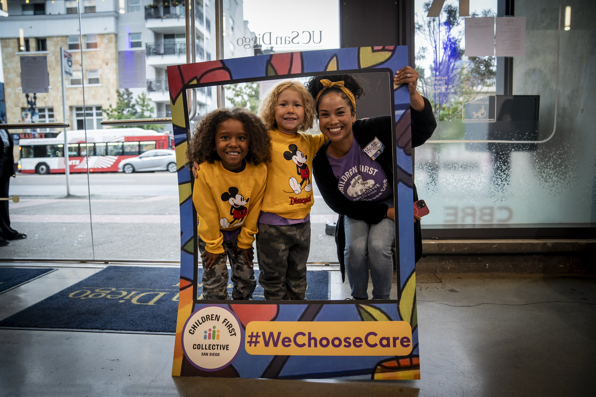 Megan Moore with her kids at the We Choose Care event